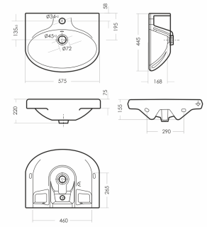 Раковина пьедестальная Sanita Самарская 57см белый